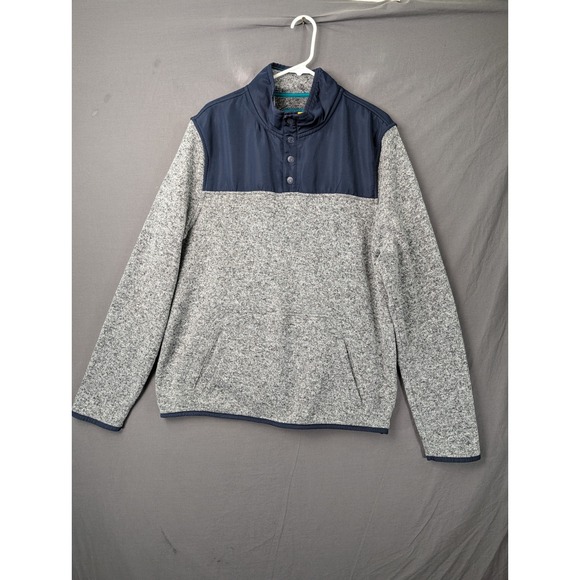 Prince & Fox Other - Prince & Fox Mens Heather Gray Navy Blue Quarter‎ Snap Fleece Pullover XL